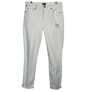COH Citizens of Humanity Rocket Crop High Rise White Jeans Sz 28 Distressed